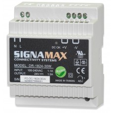 Signamax DC-1824-75W 75 Watt DIN Mt Power Supply 24 V DC Output.