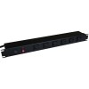 Hammond 1582H6A1BK 19" Rack Mount 15A 6 Outlet Strip w/ switch, 6 ft. cord - Outlets Front - Black