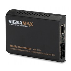 Signamax 065-1196LXED 10/100/1000BaseT/TX to 1000BaseLX Media Converter, SC Singlemode, 20 km Span